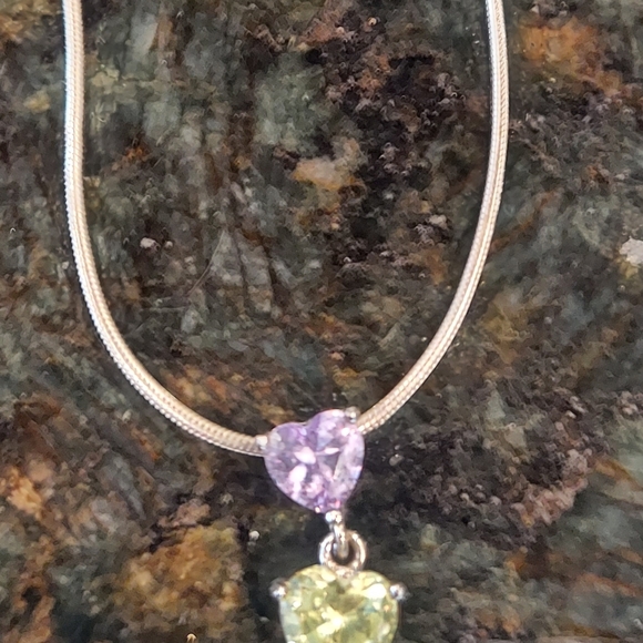 Sterling silver gemstone heart necklace NWOT - Picture 2 of 4